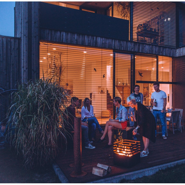 CUBE Höfats braciere da esterno corten design con griglia barbecue con accessori