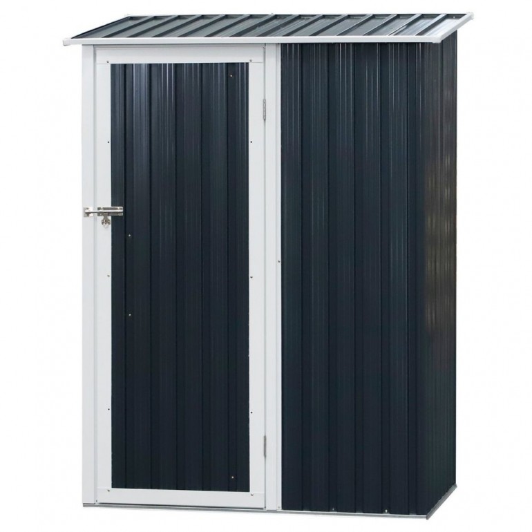 Casetta Porta Attrezzi in Metallo Ezooza 143 x 89 x 186 cm in Acciaio Verniciato di colore Antracite con porta decentrata