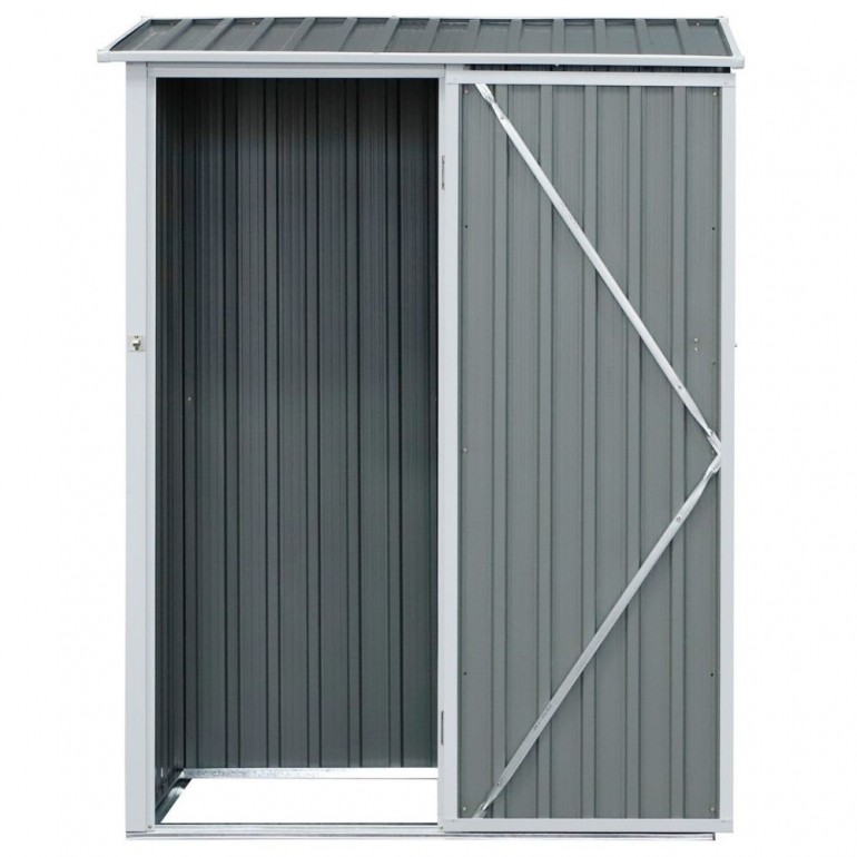 Casetta Porta Attrezzi in Metallo Ezooza 143 x 89 x 186 cm in Acciaio Verniciato di colore Antracite con porta decentrata