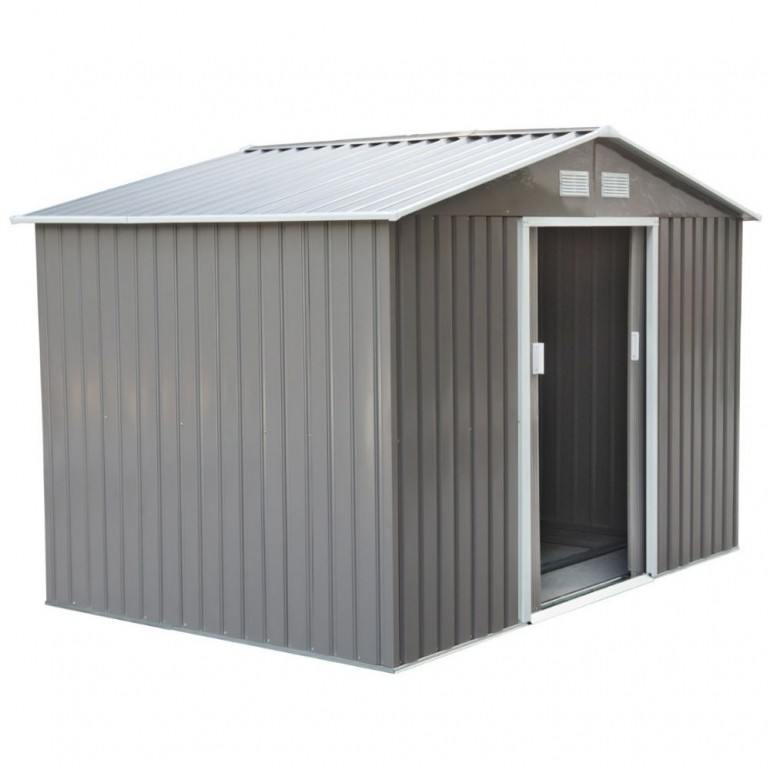 Casetta da Giardino in Metallo Ezooza 277 x 191 x 192 cm in Acciaio Verniciato di colore Grigio Chiaro