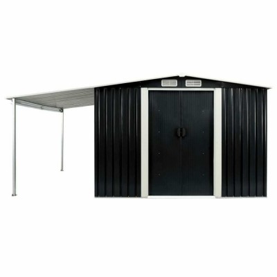 Casetta Porta Attrezzi in Metallo Ezooza 143 x 89 x 186 cm in Acciaio Verniciato di colore Antracite con porta decentrata