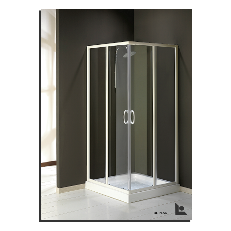 Box Doccia Avana in cristallo temperato, profili cromati. Abbinabile a parete fissa. dimensione 70x70 H 185 cm