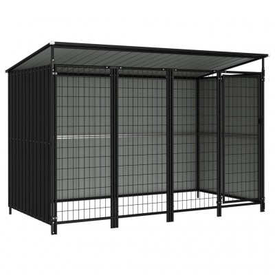 Box per cani da esterno coperto in acciaio altezza 164 cm e misura 253 x 133 cm