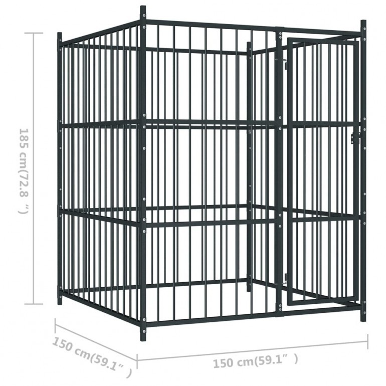 Recinto Alto recinzione nera da esterno per cani e aimali Ezooza Alano 150 x 150 x 185 cm