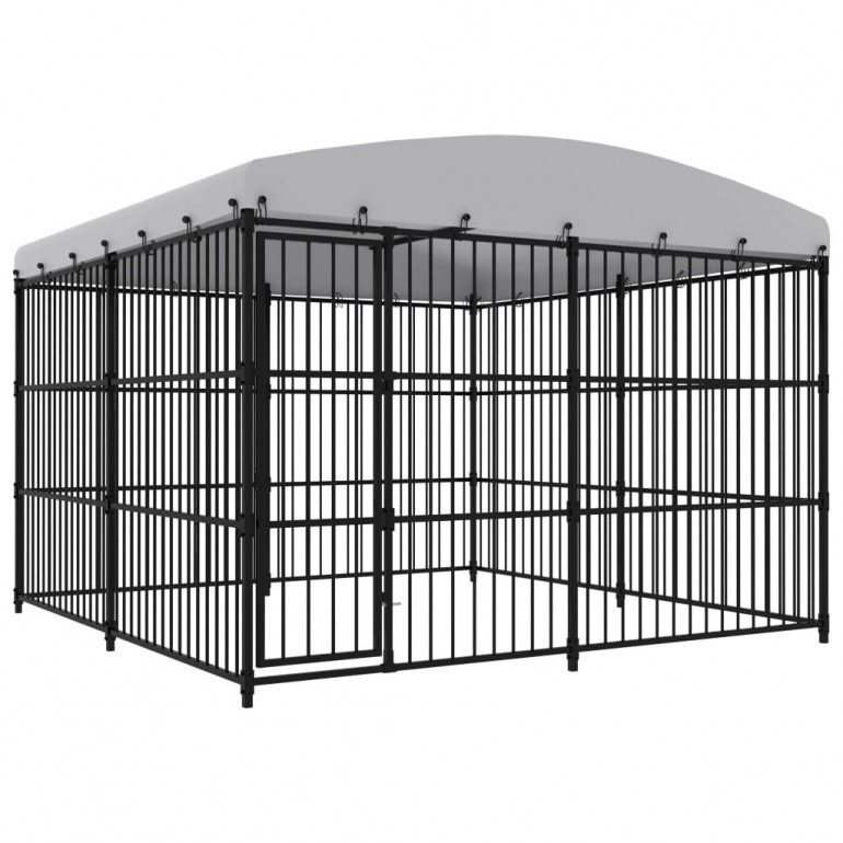 Recinzione recinto cani da esterno in acciaio con copertura 300x300x210 cm  Ezooza Gora