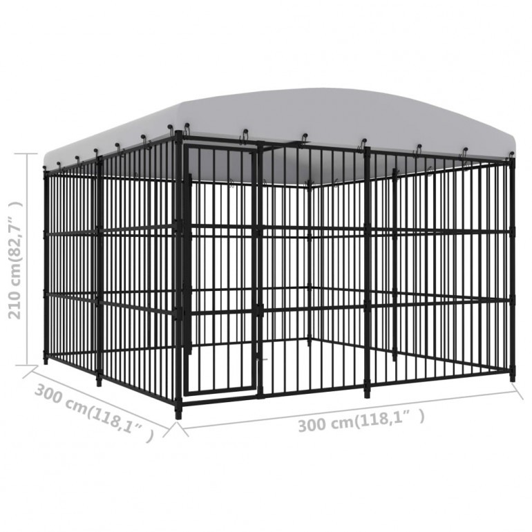 Recinzione recinto cani da esterno in acciaio con copertura 300x300x210 cm Ezooza Gora