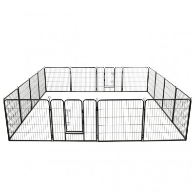 Recinto circolare box per cani Ezooza Tichi con 16 pannelli acciaio da 80 x 80 cm cadauno