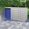 Pattumiera porta bidoni da esterno 3 bidoni grandi nascondere spazzatura cortile giardino in acciaio