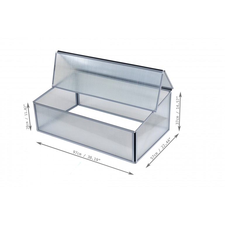 Serra in Policarbonato Slide and Grow per Giardino Orto Balcone 97 x 57 x h28/37 cm. MADE IN EUROPE