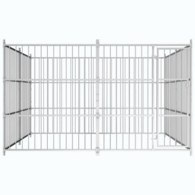 Recinzione da esterno per cani Ezooza Boston in acciaio zincato di qualità 300 x 300 x 185 cm di colore metallo