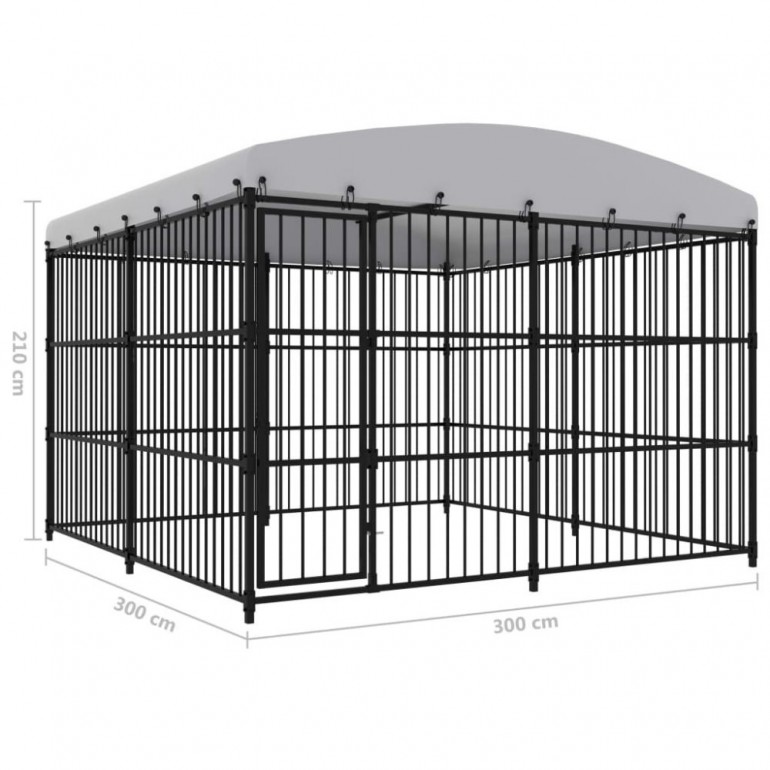 Box coperto per cani Ezooza Bull Terrier in acciaio zincato con telo in polietilene 300 x 300 x 210 cm antracite