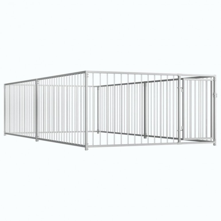Recinzione da esterno per cani Ezooza Daznica in acciaio zincato di qualità 200 x 400 x 100 cm di colore metallo