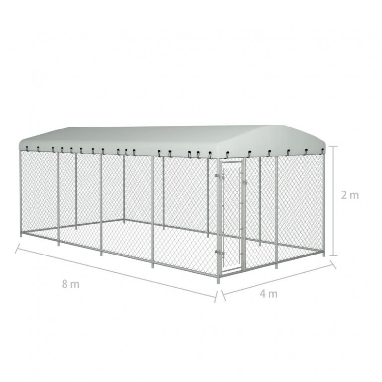 Recinzione con copertura per cani da esterno Ezooza Bullmastiff 800 x 400 x 200 cm di colore metallo