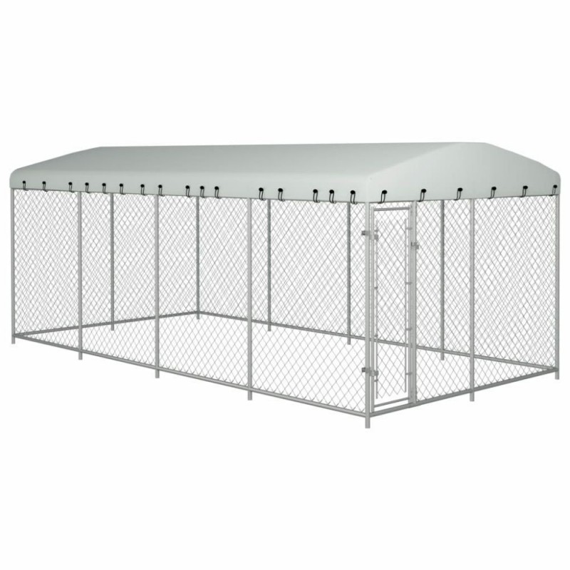 Recinto coperto esterno cani Ezooza Bullmastiff recinzione animali con  pannelli in acciaio altezza 200 e misura 800 x 400 cm