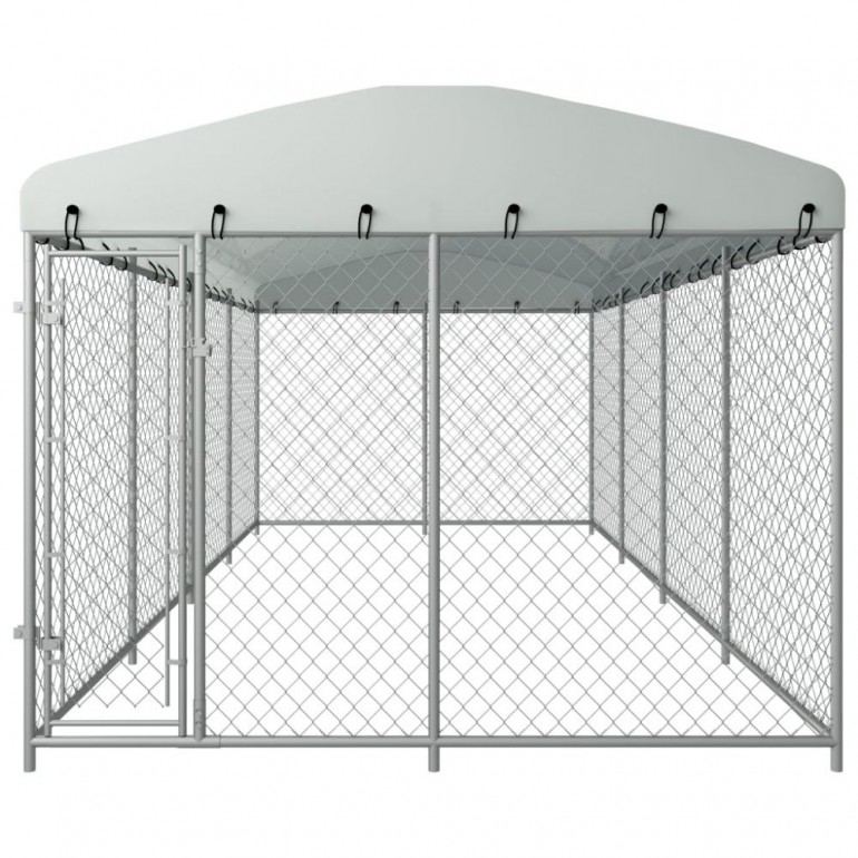 Recinzione con copertura per cani da esterno Ezooza Bullmastiff 800 x 400 x 200 cm di colore metallo