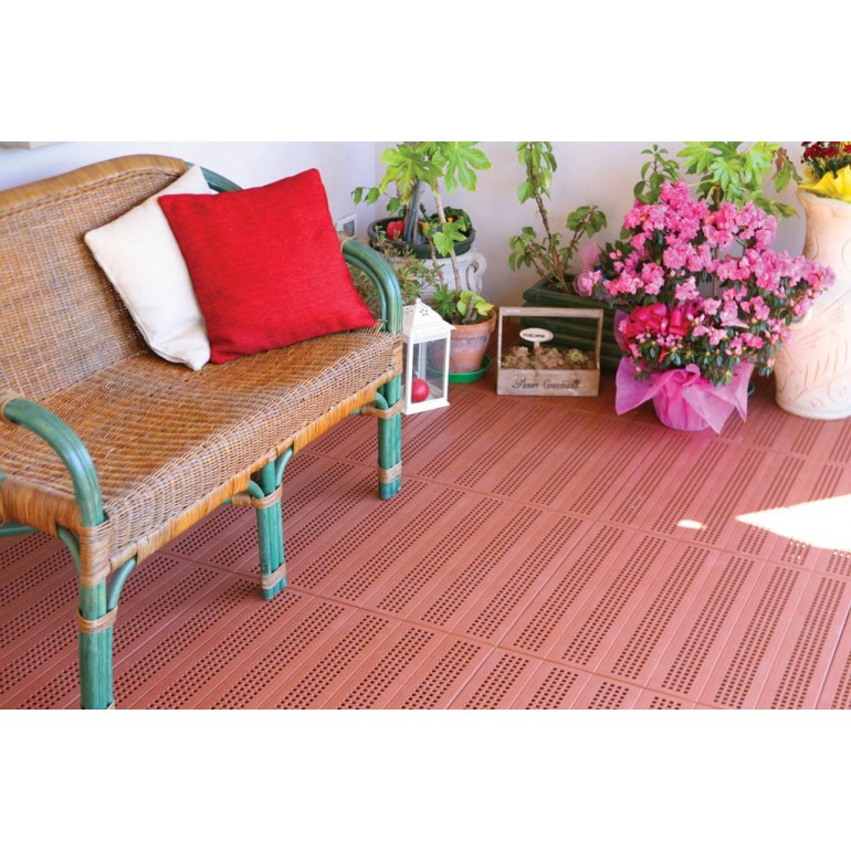 Piastrella in Plastica da Esterno e Giardino Piena. Confezione da 4 pezzi verde terracotta grigio spessore 33 mm