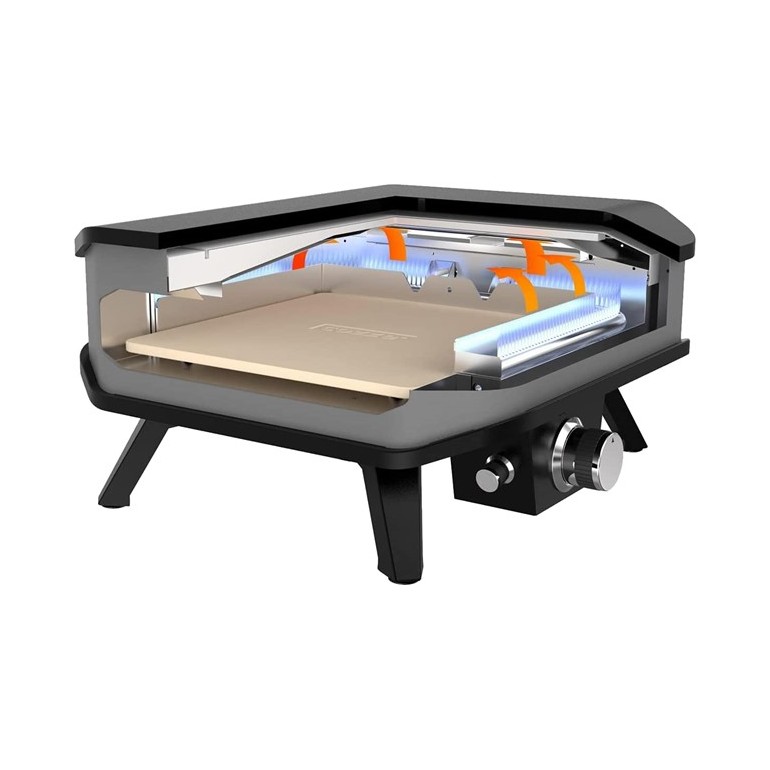 COZZE Forno per pizza a gas di Ezooza con termometro, fino a 400°,  42.5 x 42.5 cm, facilmente trasportabile con pietra refratta