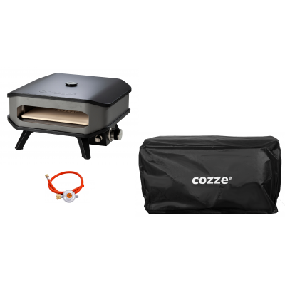 COZZE Forno per pizza a gas di Ezooza con termometro, fino a 400°,  34 x 34 cm, facilmente trasportabile con pietra refrattaria