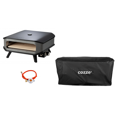 COZZE Forno per pizza a gas di Ezooza con termometro, fino a 400°,  42.5 x 42.5 cm, facilmente trasportabile con pietra refratta