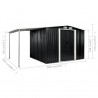 Casetta in metallo Ezooza Enea 386 x 205 x 178 cm con tettoia laterale colore Antracite