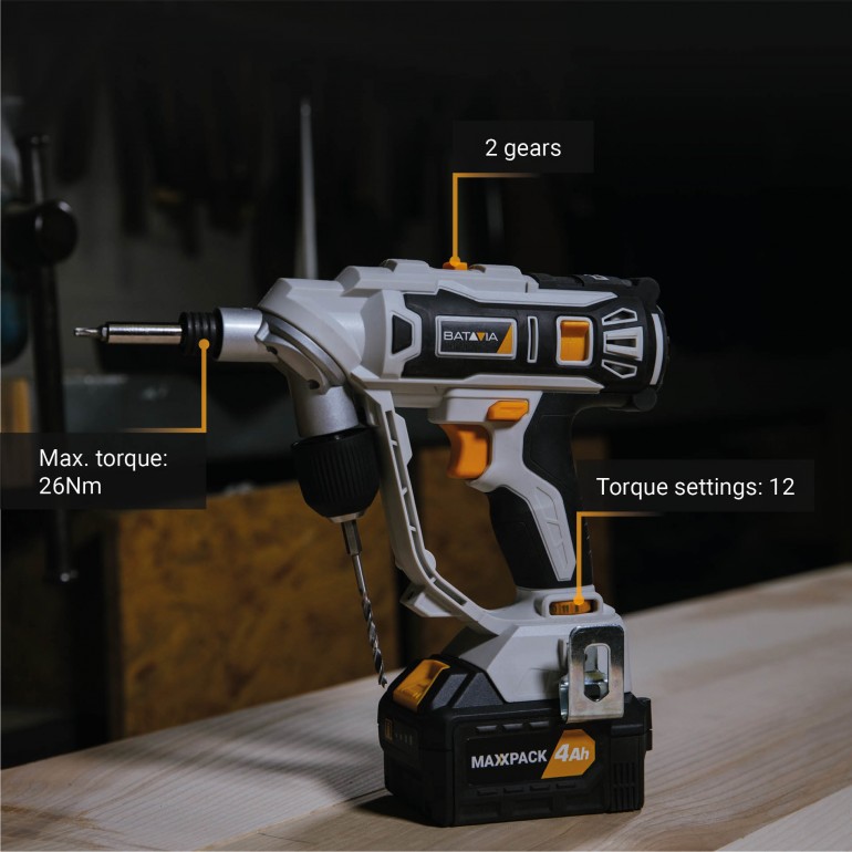 BATAVIA Trapano avvitatore a batteria TWIN DRILL 18V MAXXPACK | escl. Caricabatterie