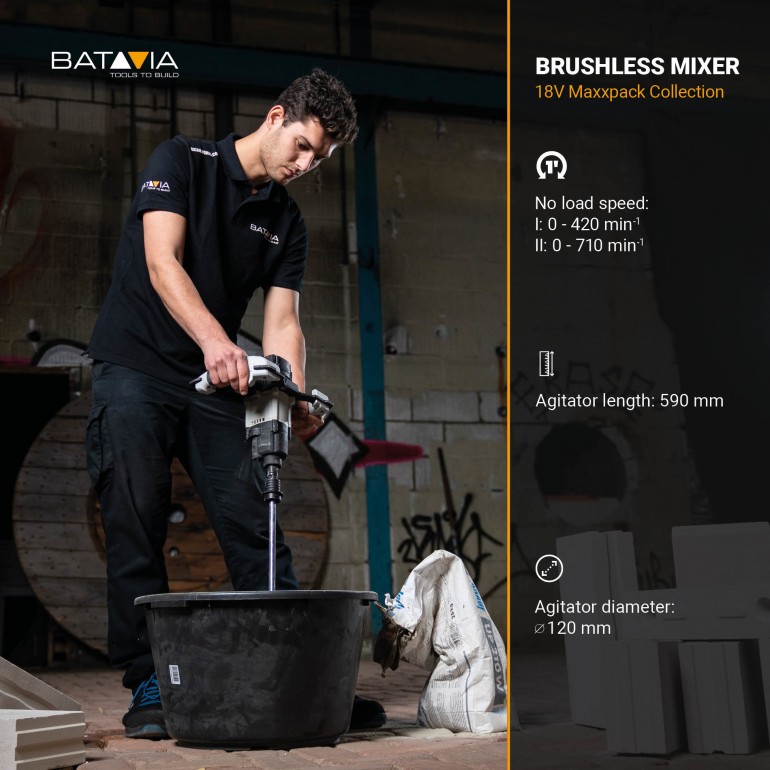 BATAVIA Miscelatore universale a batteria 18V MAXXPACK | escl. Caricabatterie