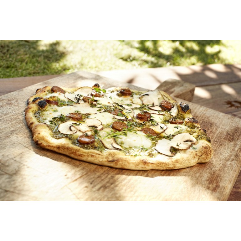 COZZE Forno per pizza a gas con termometro, regolabile fino a 400°,  34 x 34 cm, facilmente trasportabile con pietra refrattaria