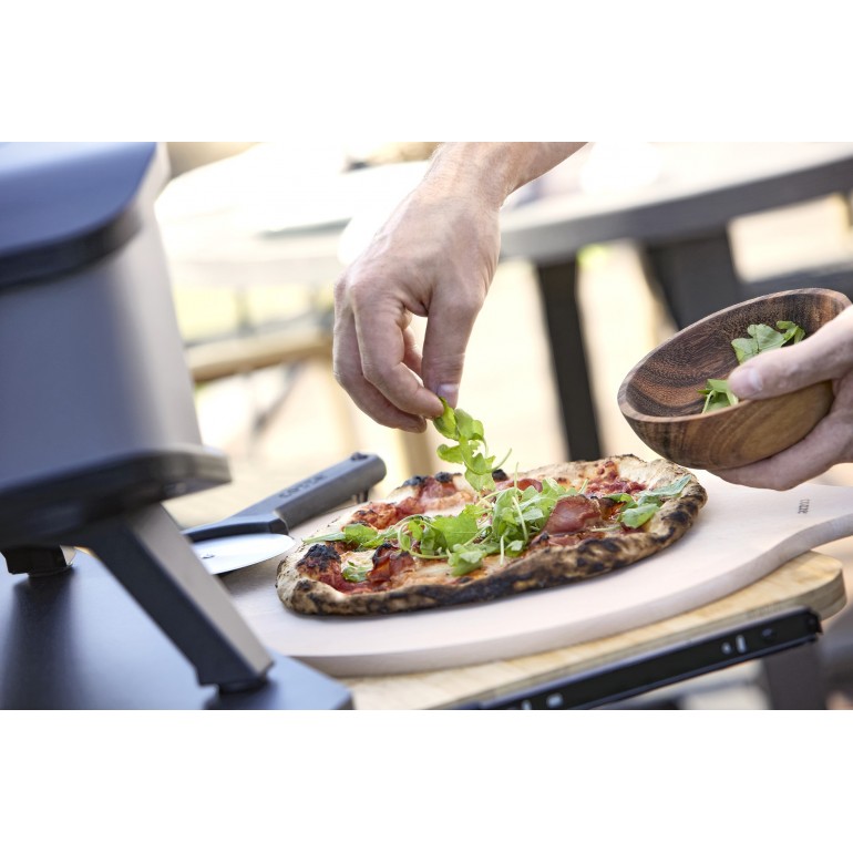 COZZE Forno per pizza a gas con termometro, regolabile fino a 400°,  34 x 34 cm, facilmente trasportabile con pietra refrattaria