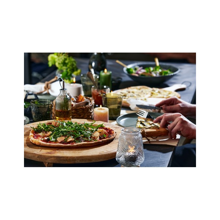 COZZE Forno per pizza a gas con termometro, regolabile fino a 400°,  34 x 34 cm, facilmente trasportabile con pietra refrattaria