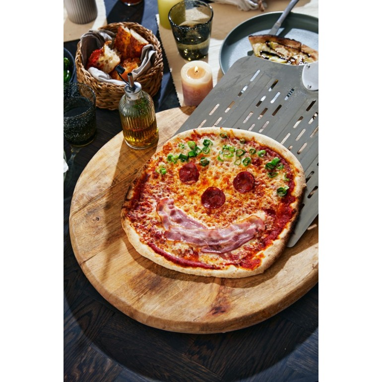 COZZE Forno per pizza a gas con termometro, regolabile fino a 400°,  34 x 34 cm, facilmente trasportabile con pietra refrattaria