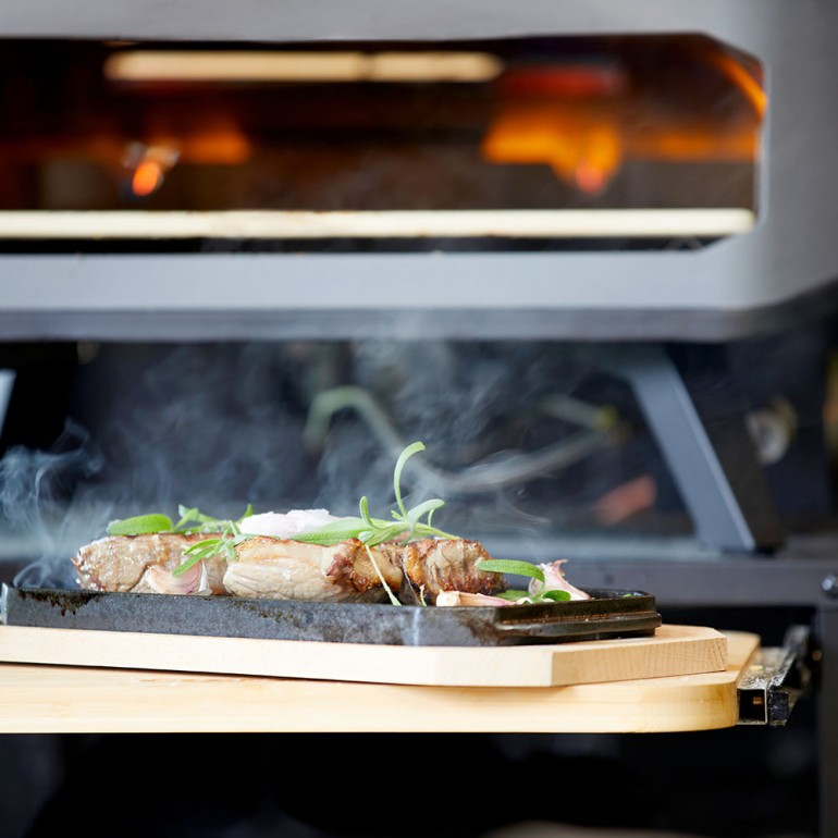 COZZE Forno per pizza a gas con termometro, regolabile fino a 400°,  34 x 34 cm, facilmente trasportabile con pietra refrattaria