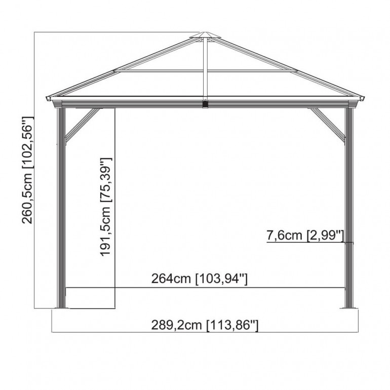 Gazebo in alluminio ed acciaio Ventura 10x10 by Ezooza 296x296x260