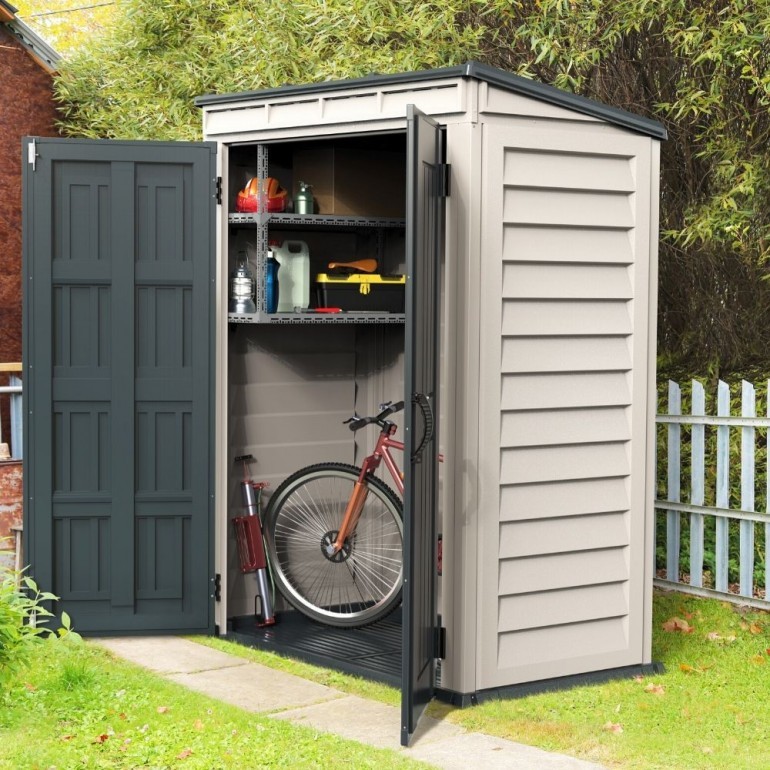 Casetta in PVC Yardmate Pent Plus 5'x3' Duramax da giardino e cortile 190 x 187 x 213 cm colore grigio
