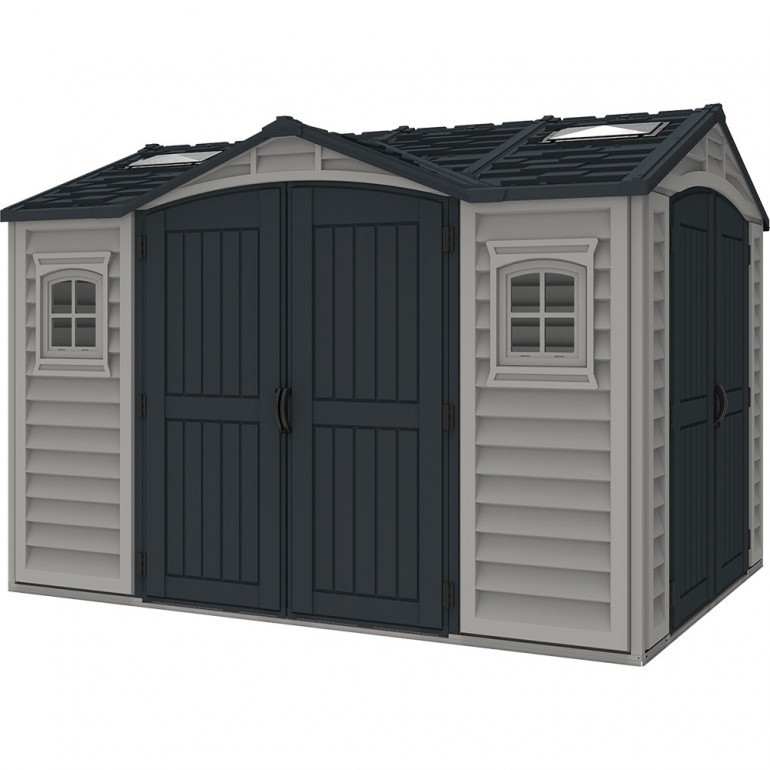 Casetta grande garage in PVC Apex Pro PLUS 10,5'x8' da giardino e cortile 326 x 240 x 235 cm colore grigio