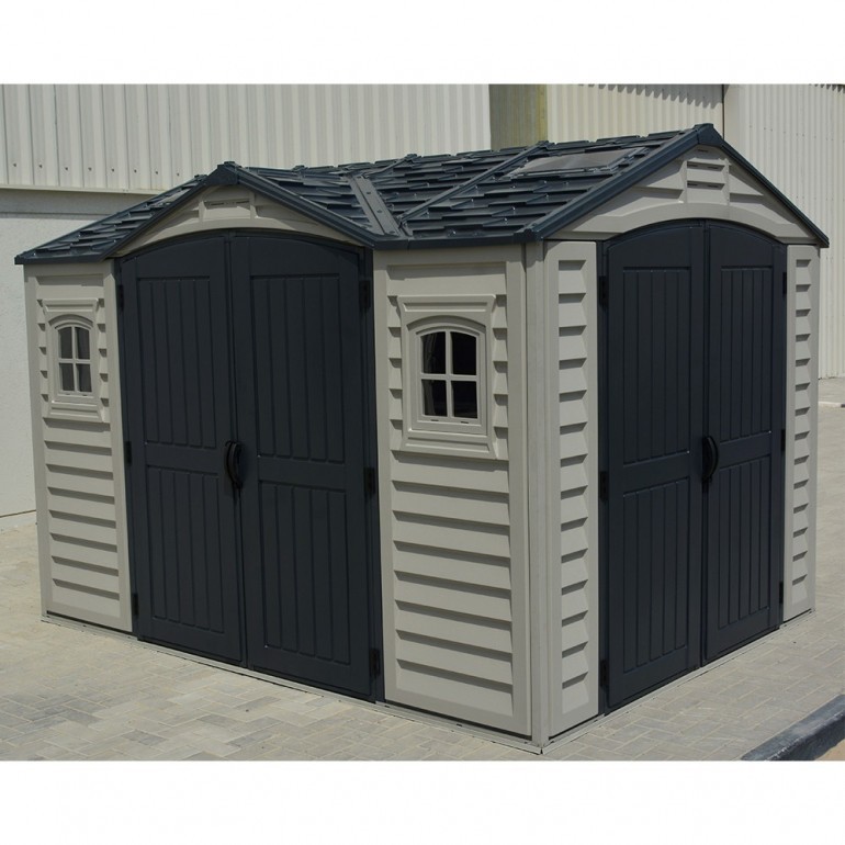 Casetta grande garage in PVC Apex Pro PLUS 10,5'x8' da giardino e cortile 326 x 240 x 235 cm colore grigio