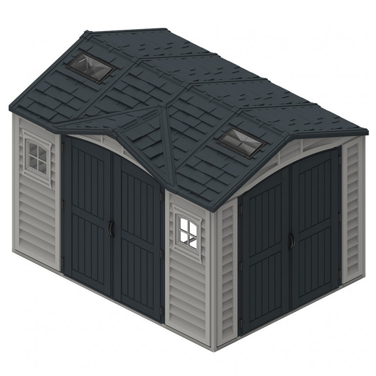 Casetta grande garage in PVC Apex Pro PLUS 10,5'x8' da giardino e cortile 326 x 240 x 235 cm colore grigio