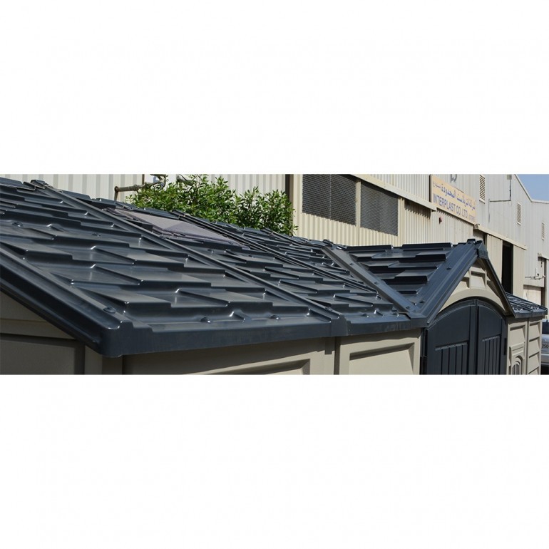 Casetta grande garage in PVC Apex Pro PLUS 10,5'x8' da giardino e cortile 326 x 240 x 235 cm colore grigio