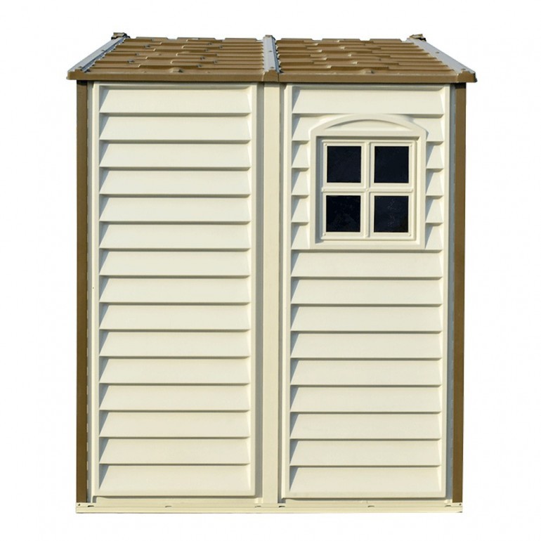Casetta in PVC StoreAll 8'x6' Ezooza da giardino e cortile 245 x 161 x 223 cm colore beige/avorio e marrone