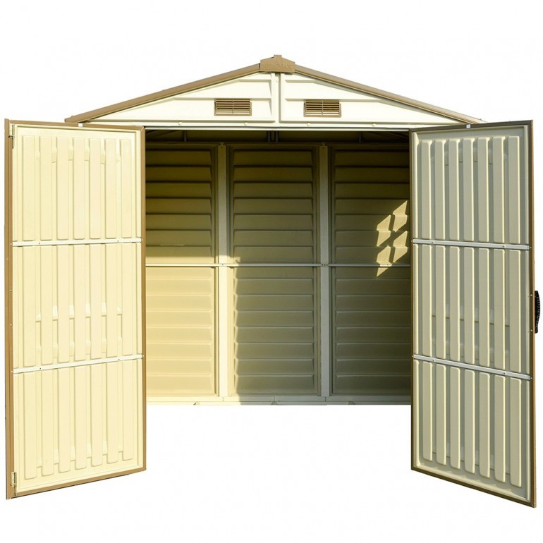 Casetta in PVC StoreAll 8'x6' Ezooza da giardino e cortile 245 x 161 x 223 cm colore beige/avorio e marrone