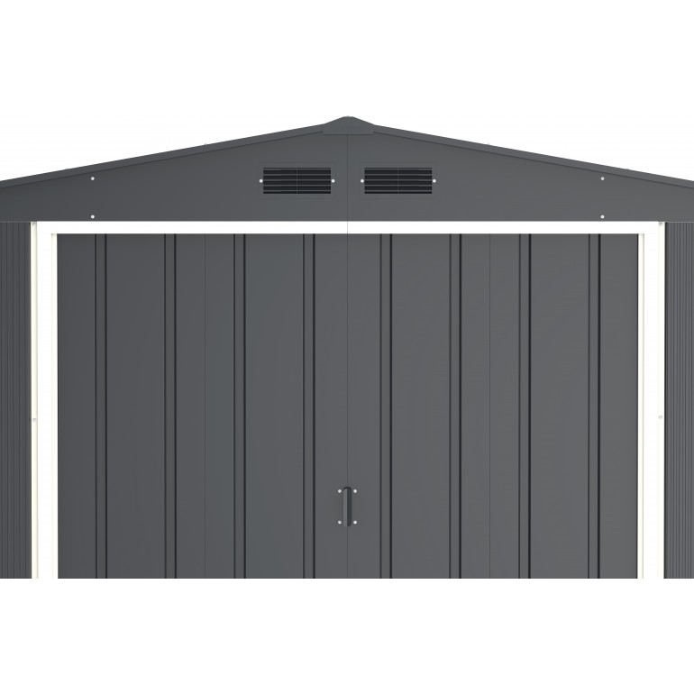 Casa in metallo grigio 10x10 Duramax by Ezooza 3023 x 3221 x 1961 mm soluzione di stoccaggio premium con sistema di ventilazione