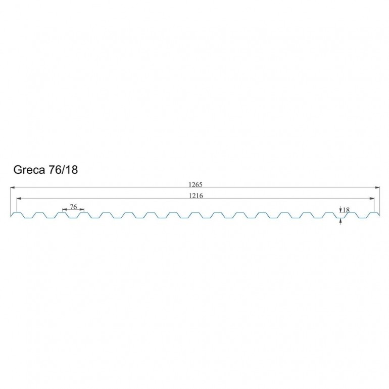Lastra di Policarbonato Corrugato GRECA 76/18 1,1mm CLEAR 1265X3000mm con protezione UV