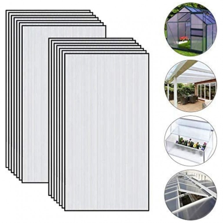Set 14 pezzi in policarbonato resistente ai raggi UV per serre da giardino (605 x 1210 x 4 mm) Made in Europe