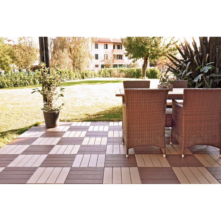 Piastrelle autobloccanti in Plastica con Finitura ad Effetto Legno 37,7 x 18,6 cm da Interno Esterno e Giardino PEZZI 162