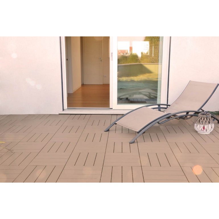 Piastrelle autobloccanti in Plastica con Finitura ad Effetto Legno 37,7 x 18,6 cm da Interno Esterno e Giardino PEZZI 162