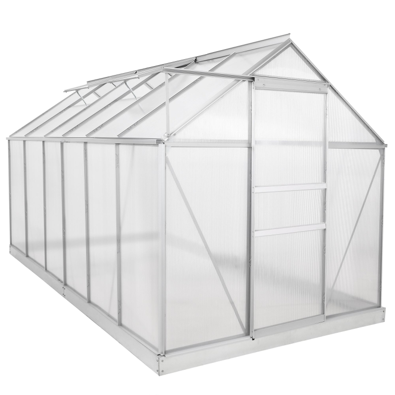 Ezooza Serra Policarbonato 6mm Oslo alveolare doppia parete 190 x 380 cm antiuv antiurto in policarbonato e alluminio per orto