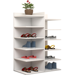 Ezooza Scarpiera Legno Soft Bianco H80 L60 P30 cm salvaspazio con ripiani