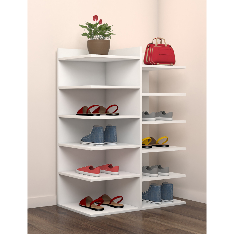 Legno Soft Scarpiera H80 L60 P30 cm Mobile Porta Scarpe Salvaspazio con Ripiani Interni Colore Bianco