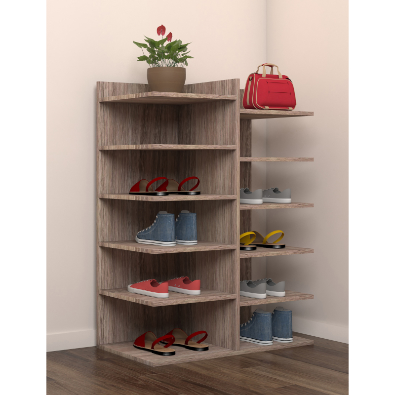 Legno Soft Scarpiera H80 L60 P30 cm Mobile Porta Scarpe Salvaspazio con Ripiani Interni Colore Noce