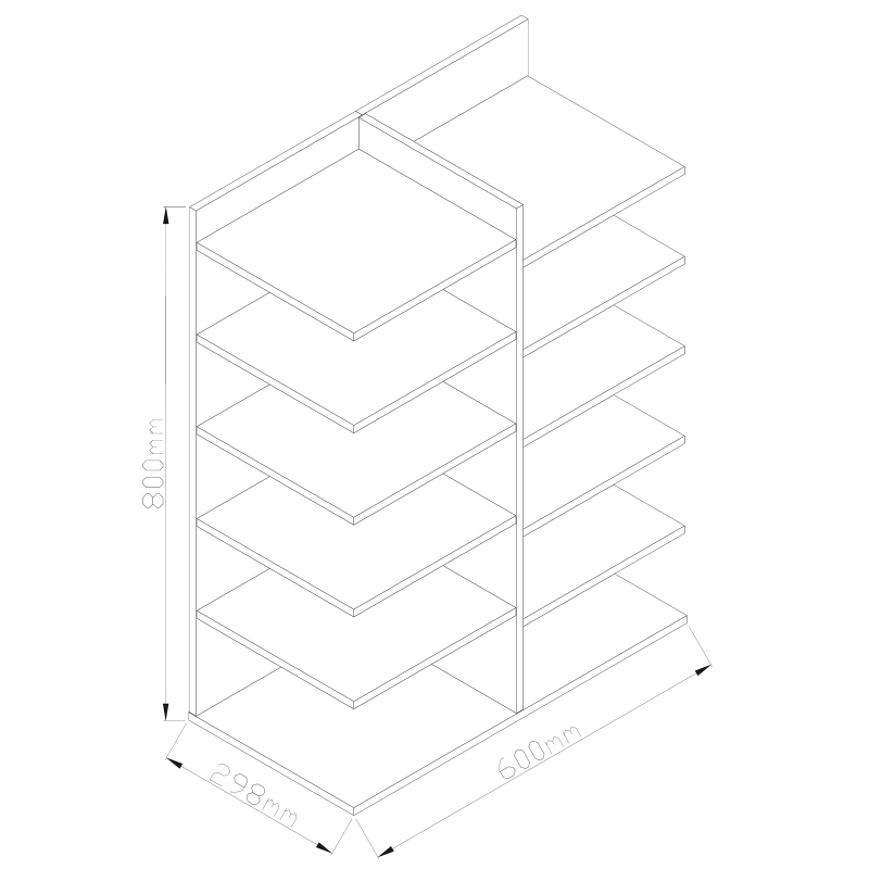 Legno Soft Scarpiera H80 L60 P30 cm Mobile Porta Scarpe Salvaspazio con Ripiani Interni Colore Noce