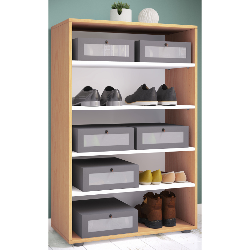 Legno Max Scarpiera H110 L70 P37 cm Mobile Porta Scarpe Salvaspazio con Ripiani Regolabili Colore Betulla